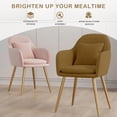 thumbnail image 5 of IVV Modern Accent Arm Chairs Set of 2, Upholstered Velvet Side Chair Vanity Chair with Golden Metal Legs for Dining Room Kitchen Club Guest Room, Ginger, 5 of 5