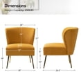 thumbnail image 5 of Contemporary Vanity Chair Upholstery Armless Accent Chair Metal Base Nailhead Trim Bedroom Set of 2 Mustard, 5 of 7