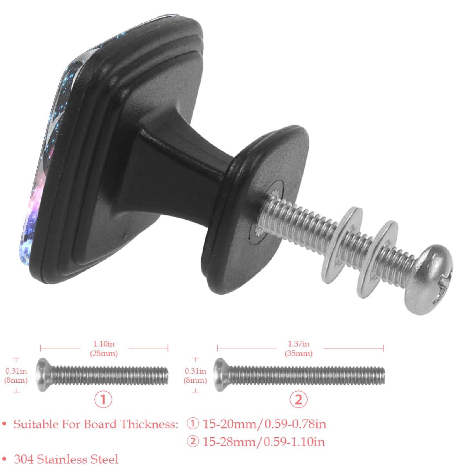 4 Pcs Square Cabinet Handle Cupboard Knob Drawer Pulls Handle Galaxy Nebula Starry Drawer Knobs with Screws Furniture Decoration
