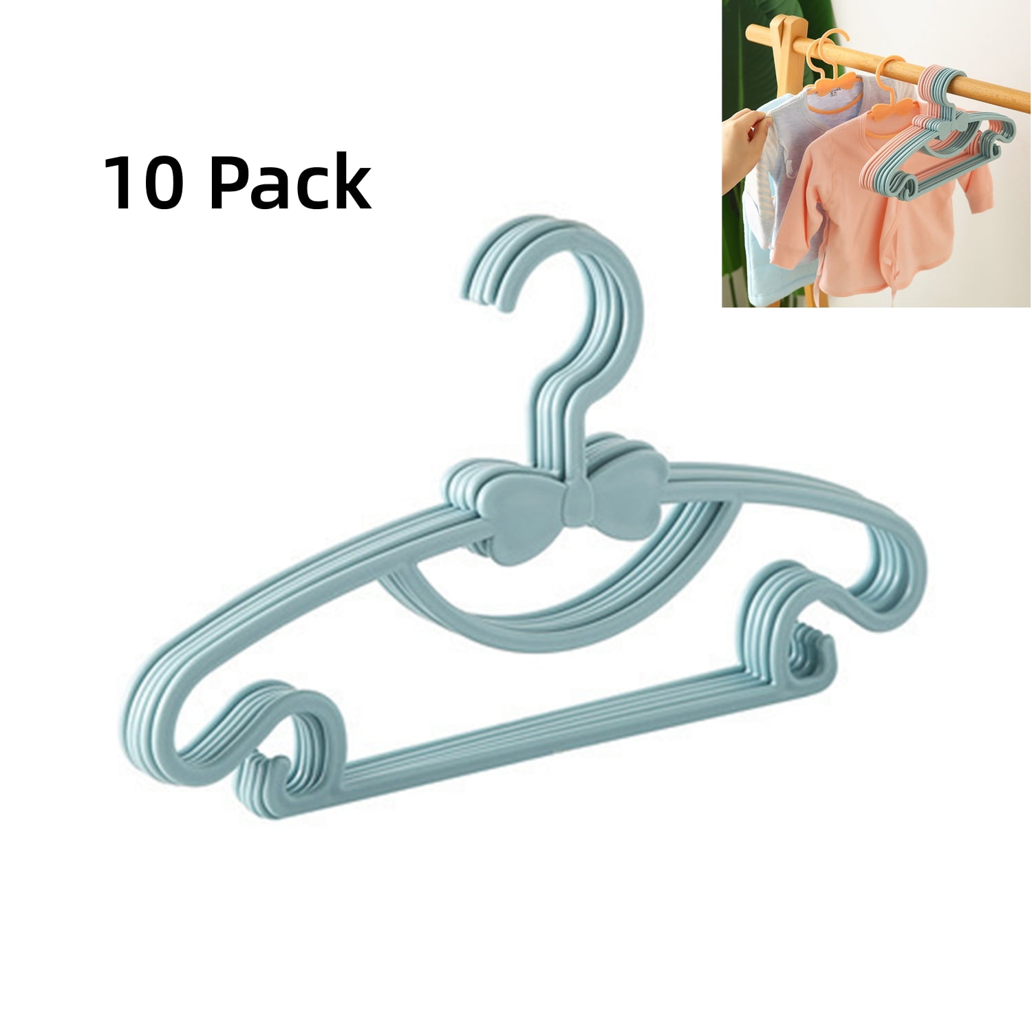 Deyuer Kids Clothes Hangers Plastic Non-deformable Thicken Stable Children  Clothing Organizer Household Products,Blue 