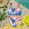 thumbnail image 6 of 4th of July Girls Swimsuit Size 6-7 Two Piece Sets Patriotic Bikinis Beach Vacation Summer Sleeveless American Flag Butterfly Girls Clothes Kids Swim Suit Swimwear Dark Blue 5-6 Years, 6 of 9