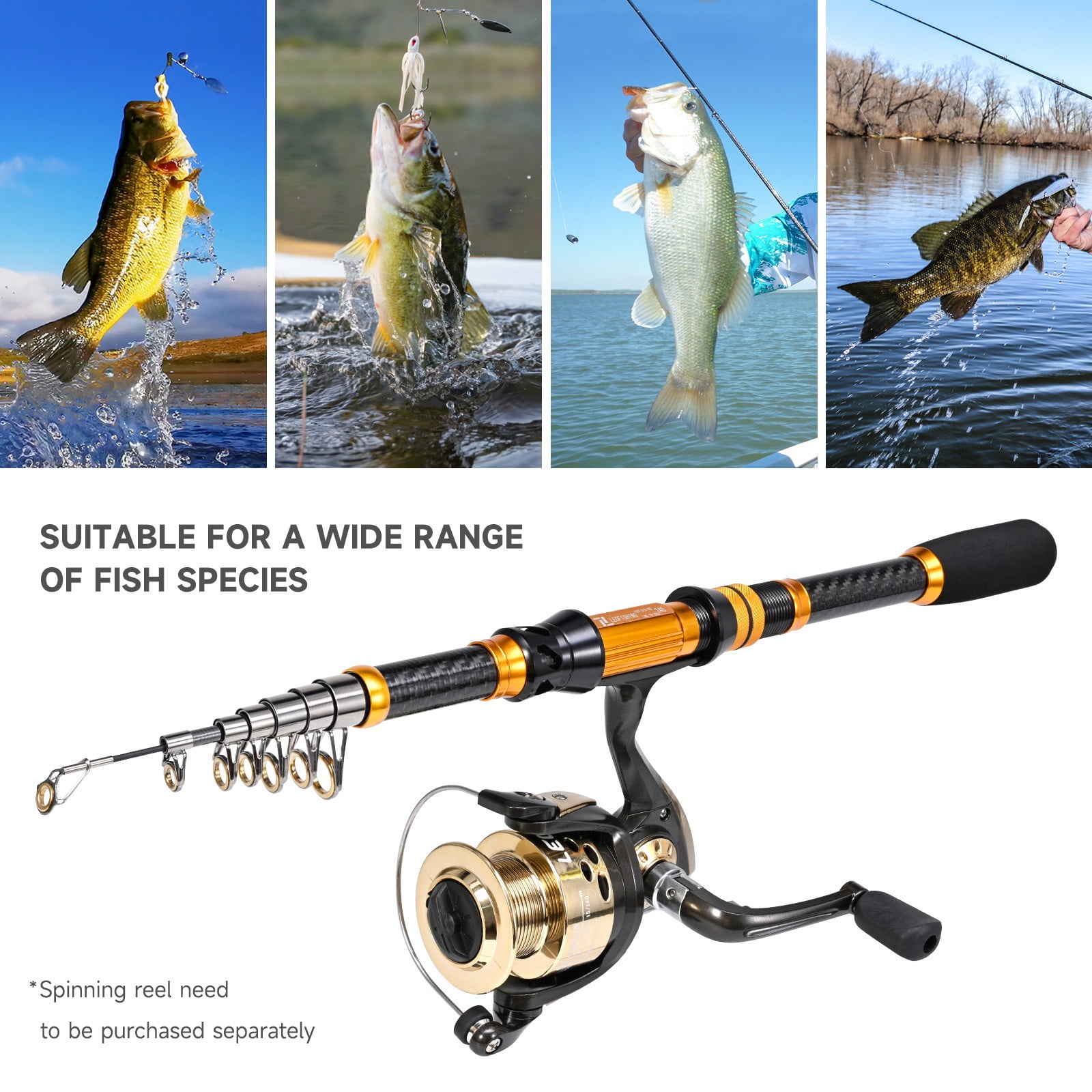 Spinning Fishing Rod Telescopic Carbon Fiber Casting Rod High Sensitive Fast Rod