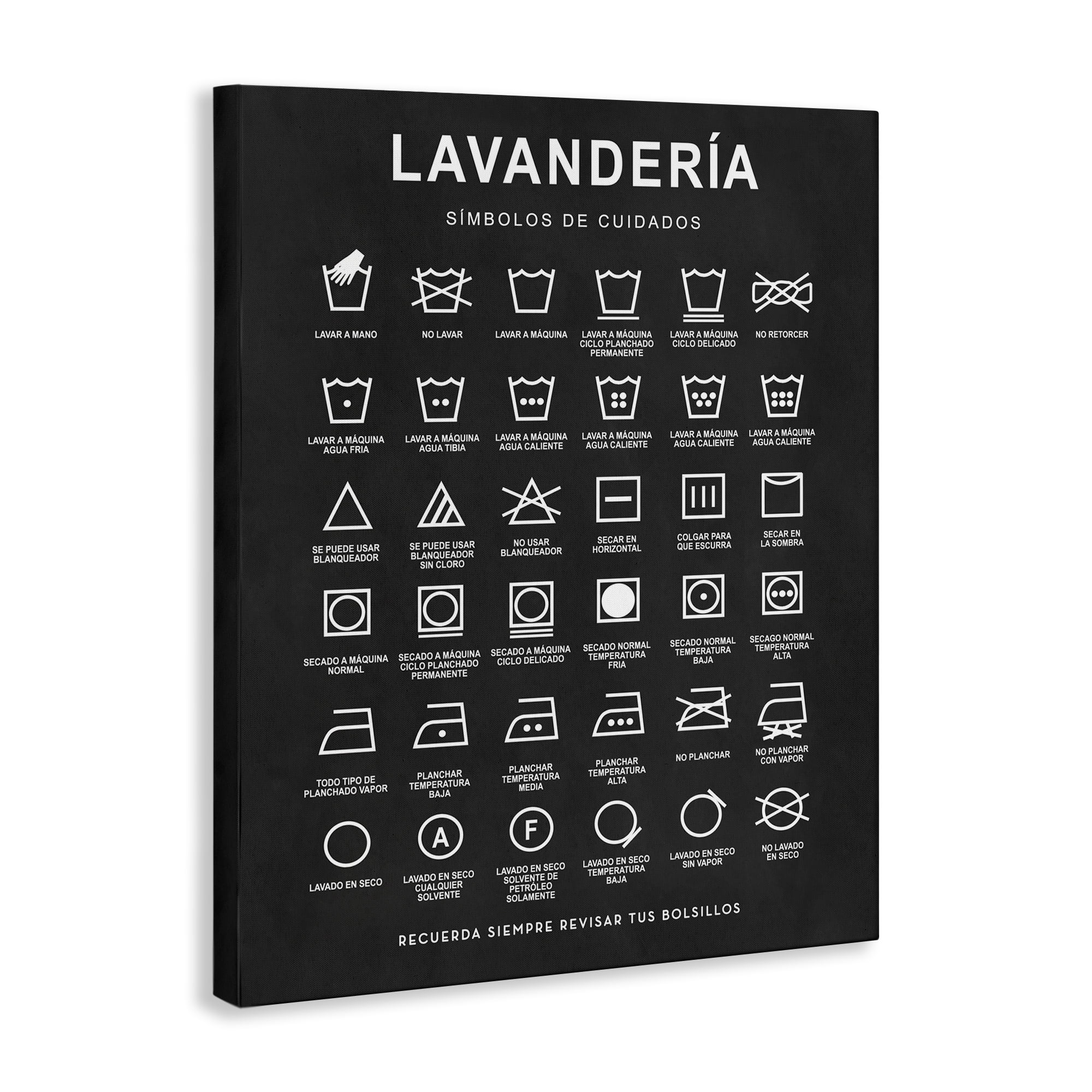 Stupell Industries Guía de Lavado de Ropa, Negro Bath & Laundry Painting Wrapped Canvas Art Print Wall Art, 24 x 30