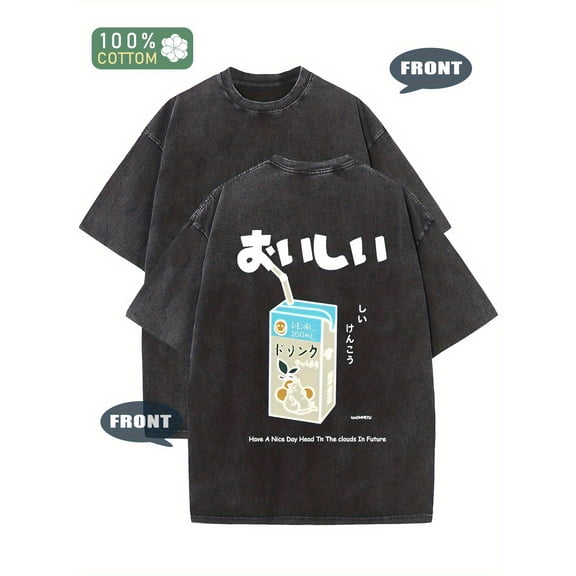 item picture mens washed cotton crew neck short sleeve t shirt casual sports style comfortable and breathable suitable for summer wear