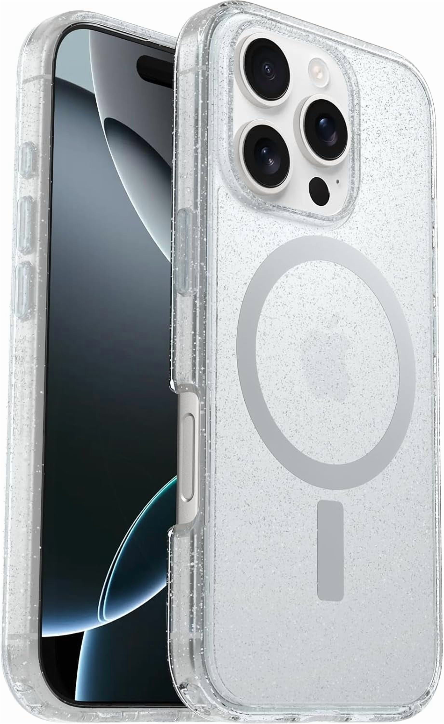 OtterBox IPhone 16 Pro Max (Only) Symmetry Series Clear Case - Stardust Night (Silverflake/Trans Black) - Snaps To MagSafe - Ultra-Sleek - Raised Edges Protect Camera & Screen - Non-Retail Packaging