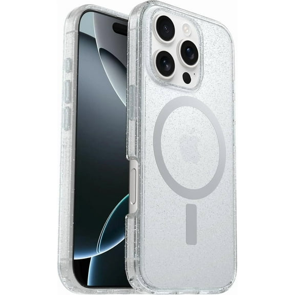 OtterBox iPhone 16 Pro (Only) - Symmetry Clear Series  Case - Stardust (Clear/Glitter) - Snaps to MagSafe - Ultra-Sleek - Raised Edges Protect Camera & Screen - Non-Retail Packaging