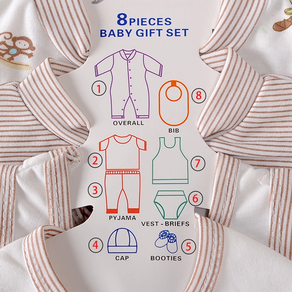 LAPAKIDS 8PCS Newborn Baby Boy Clothes Baby Outfits Shower Gift Set 0-3 Months