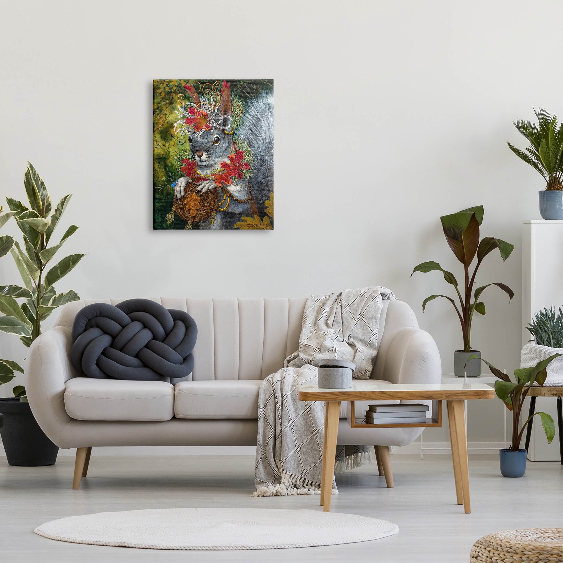 Stupell Industries Wildlife Botanical Squirrel Painting Gallery Wrapped Canvas Print Wall Art, Design by Carolyn Schmitz