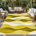 thumbnail image 3 of Fsddascl Yellow Stripes Outdoor Rug for Patio/Deck/Porch, Non-Slip Large Area Rug 6 x 9 Ft, Retro Farmhouse Gradient Ripple Pattern Indoor Outdoor Rugs Washable Area Rugs, Camping Rug Carpet, 3 of 5