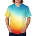 thumbnail image 2 of Domuza Men Scrub Top Tie-Dye Gradient Short Sleeve V Neck Carer Uniform Relaxed Fit Comfy Soft Medical Workwear with 3 Pockets Light Blue 2XL, 2 of 5