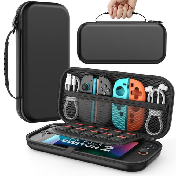 MoKo Carrying Case for Nintendo Switch 2, Protective Hard Shell Carry Case 10 Cartridges with Pockets for Switch 2, Black