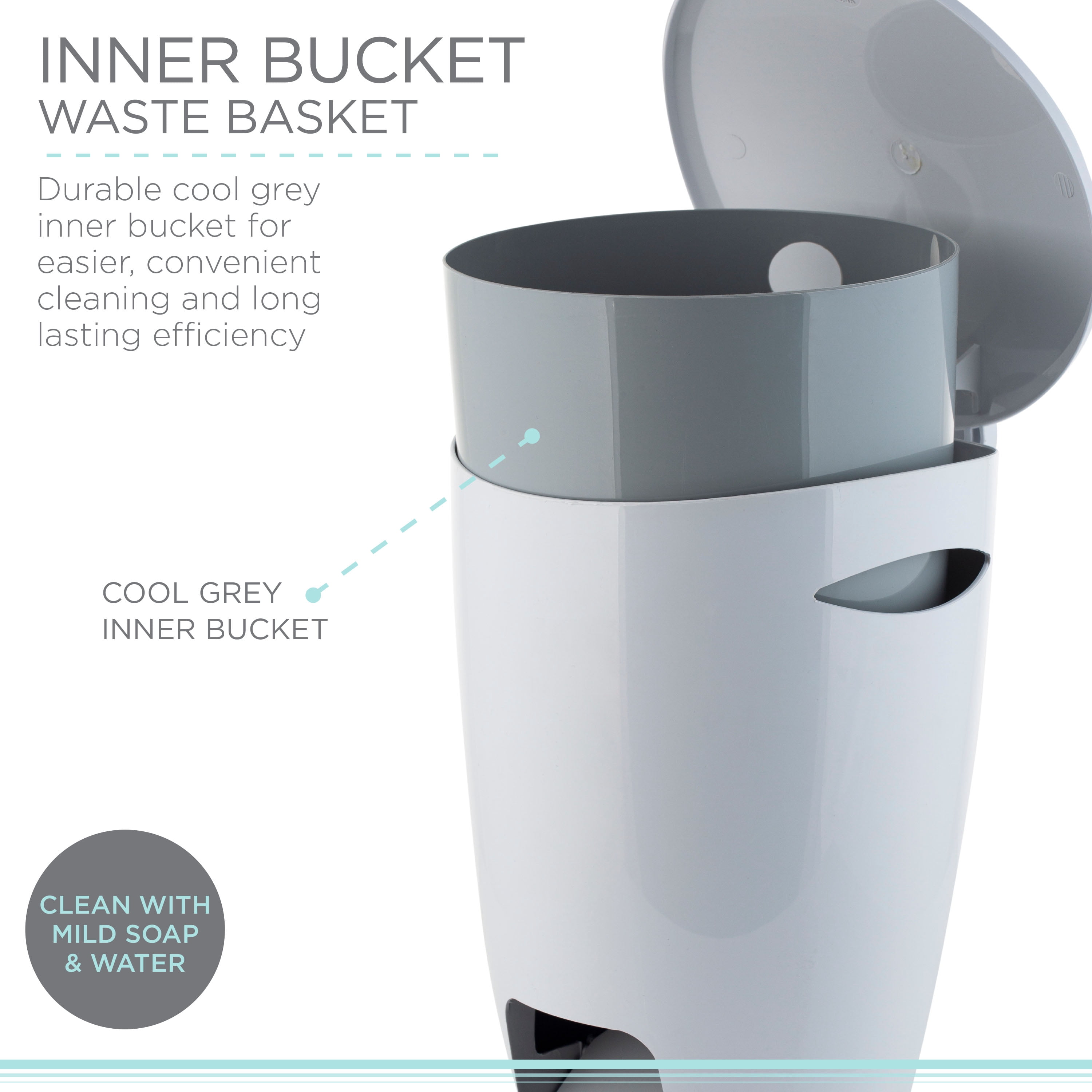 Bath Bliss 1.3 Gal White Contour Step Pedal Plastic Bathroom Wastebasket