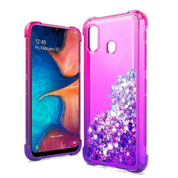 GSA Liquid Glitter Two-Tone Case for Samsung Galaxy A20/A50 - Hot Pink/Purple