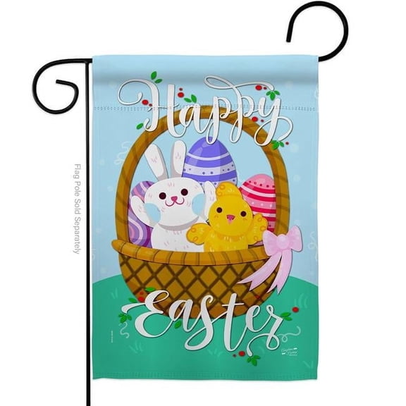 Angeleno Heritage G135155-BO Happy Easter Basket Springtime Double-Sided Decorative Garden Flag, Multi Color