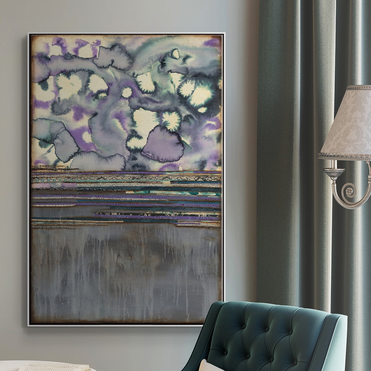 Fireworks Framed Premium Gallery Wrapped Canvas - Ready to Hang - 17 x 25 - White Floating Frame