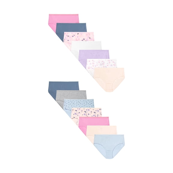 Hanes Girls Briefs Underwear Pack, 14-Pack, Core Cotton Brief Panties for Girls “Colors May Vary”