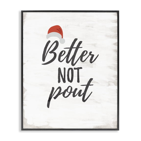 Stupell Industries Eclectic Festive Better Not Pout Black Framed Giclee Art, 11 x 14, by Lauren Rader
