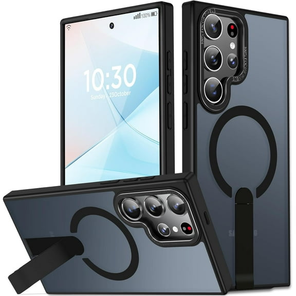 Magnetic Stand for Samsung Galaxy S22 Ultra Case 6.8", Build in Kickstand [Military Drop Protection] [Compatible with MagSafe] Strong Magnetic Shockproof Protective for S22 Ultra Case (Black)