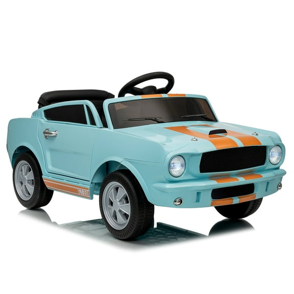 Licensed Ford Shelby JC311 Ride On Car for Kids, 12V Battery Powered Vehicle with Remote Control, LED Headlights, Safety Belt, 2 Speeds & Upgraded Panel – Light Blue