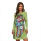 thumbnail image 3 of Vestido de ciervo de Navidad para mujer, minivestido de manga larga, corte en A, talla grande, informal, 3D, árbol de Navidad, copo de nieve, 3 of 5