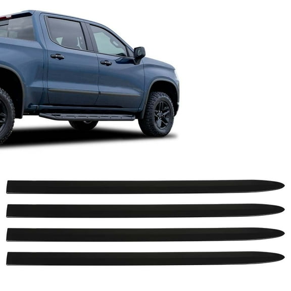 PIT66 Side Molding Trim, Fit for 2019-2021 Chevy Silverado 1500 Crew Cab ONLY Body Side Molding Trim Black