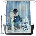 thumbnail image 3 of Christmas Snowman Shower Curtain, Vintage Xmas Winter Shower Curtain for Bathroom, Rustic Christmas Tree Snowflake Shower Curtain (Q1), 3 of 6