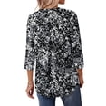thumbnail image 4 of Fantaslook 3/4 Length Sleeve Womens Tops Dressy Casual Boho Blouses V Neck Pleated Tunic Tops Work Shirts, 4 of 8