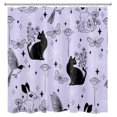 thumbnail image 3 of HVEST Floral Cat Shower Curtain with Wildflower Butterfly and Bird Rabbit Design - Animal Purple Bathroom Decor, Waterproof Polyester Fabric, Includes 12 Hooks, 72x72 Inches, 3 of 7