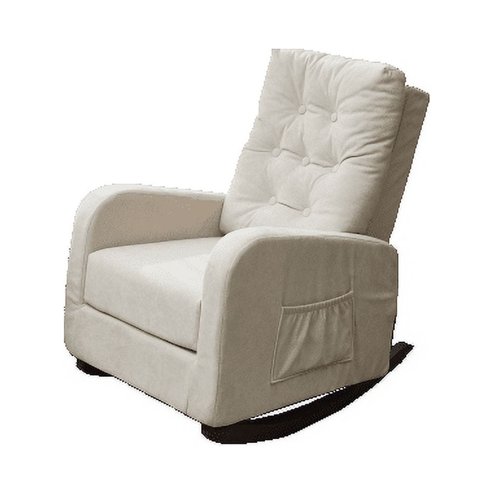 Velvet Tufted Rocking Armchair, Comfy Fabric Nursery Chair with 