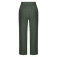 thumbnail image 5 of IDALL Linen Pants Women Petite Pants Cotton Linen Straight Leg Pants For Women Boho Summer Casual Loose Plus Size High Waist Trousers Beach Outfits Baleaf Pants Women Summer Pants Green 2 5XL, 5 of 7