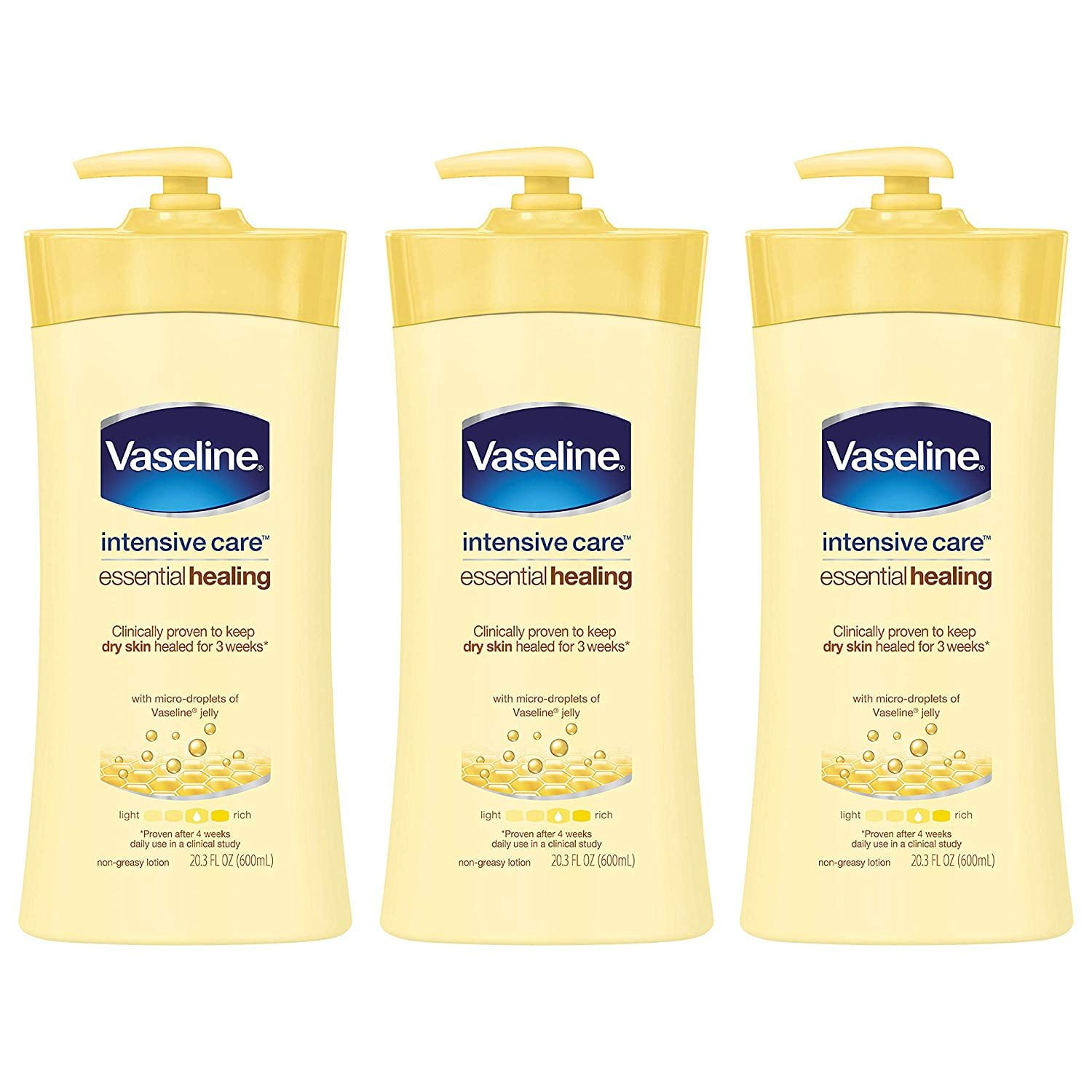 Vaseline Intensive Care Body Lotion, Essential Healing 20.3 oz (Pack of