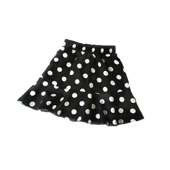 Tfken Toddler Kids Girls Skirt Polka Dot Print Pleated Cute Summer Skirt Black Size 3-4 Years