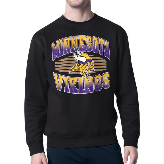 Men's Starter Black Minnesota Vikings Team Grit Graphic Fleece Pullover Sweatshirt