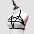 thumbnail image 4 of Sujetador tipo arnés de cuerpo negro hecho a mano, top corto, sujetador tipo bralette gótico con arnés y tiras, sujetador enjaulado, 4 of 8
