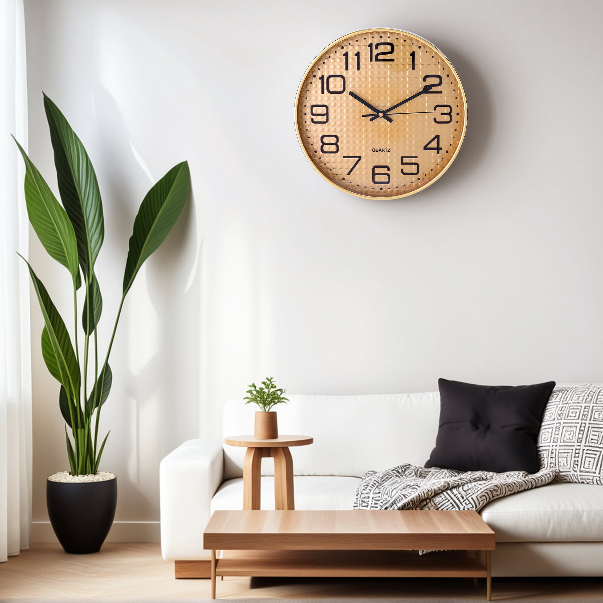 Unique Bargains Silent Non-Ticking Battery Operated Wall Clock Yellow