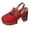 Red, variant on Womens Platform Chunky High Heels Mary Jane Mules Sandals Summer Fall Trendy Casual Buckles Leather Closed Toe Block Heeled Slingback Dressy Footwear with Back Straps Beige Size 8