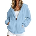 thumbnail image 3 of CAIVO Oversized Sweatshirt For Women Zip Up Casual Hoodie With Pockets Solid Color Long Sleeve Tops Fall Lightweight Comfortable Soft Daily Wear, 3 of 6