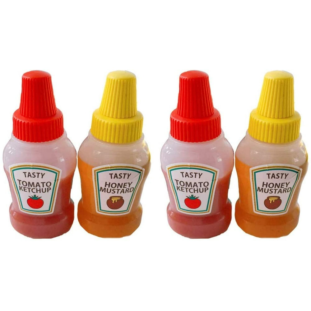 4 Pieces Mini Tomato Ketchup Bottle Portable Plastic Squeeze Squirt
