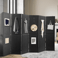 thumbnail image 6 of Fionafurn 6 Panel Room Divider, Wooden Folding Privacy wall pegboard display for Craft Show Living Room, Black, 6 of 7