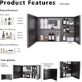 thumbnail image 5 of Mirror Medicine Cabinet with Storage,White led Lighted Bathroom Mirror Anti Fog smart Medicine Cabinet, wall Mounted Bathroom Mirror Cabinet, 39.3 * 23.6 Two Door Aluminum Cabinet, Black, 5 of 8