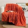 thumbnail image 2 of Aonity Thickened Checkerboard Blanket (70×100Cm) Maple Brown， Textured Blanket Thickened Checkerboard Blanket Checkerboard Plush Plush Sofa Blanket Nap Blanket Home High Appearance Blanket, 2 of 8