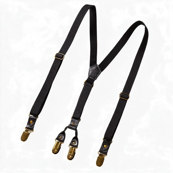 Black Y-Back 1.4 Inches Wide 4-Clips Adjustable Suspenders