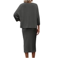 thumbnail image 3 of 2 Piece Outfits for Women Ribbed Knit Sets Elegant Crewneck Pullover Tops with Midid Pencil Bodycon Skirt Sweater Set, 3 of 4