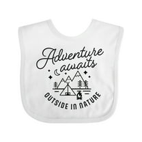 Inktastic Adventure Awaits Outside in Nature with Tent and Mountains Boys or Girls Baby Bib