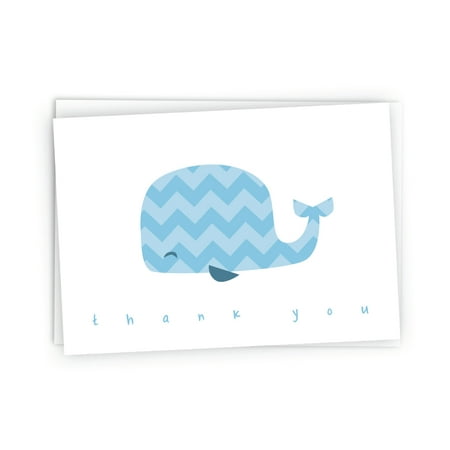 - Colorful Chevron Whales Baby Thank You Note Cards - 48 Cards & Envelopes (Blue)