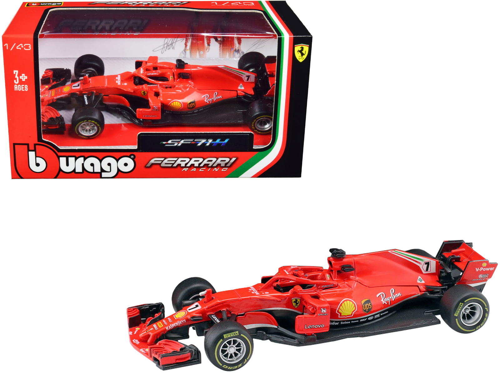New Bburago 2018 1:43 Ferrari F1 SF71H Racing car 7# Kimi Raikkonen Diecast Toys 