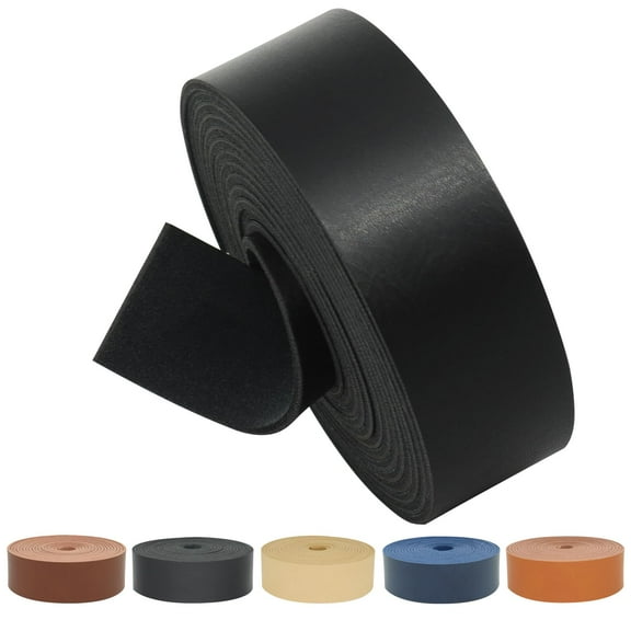 1 Inch Wide 90 Inches Long PU Leather Strip for DIY Crafting, Belt Making, Pet Collars, Keychains, Soft Faux Leather Strap - Black