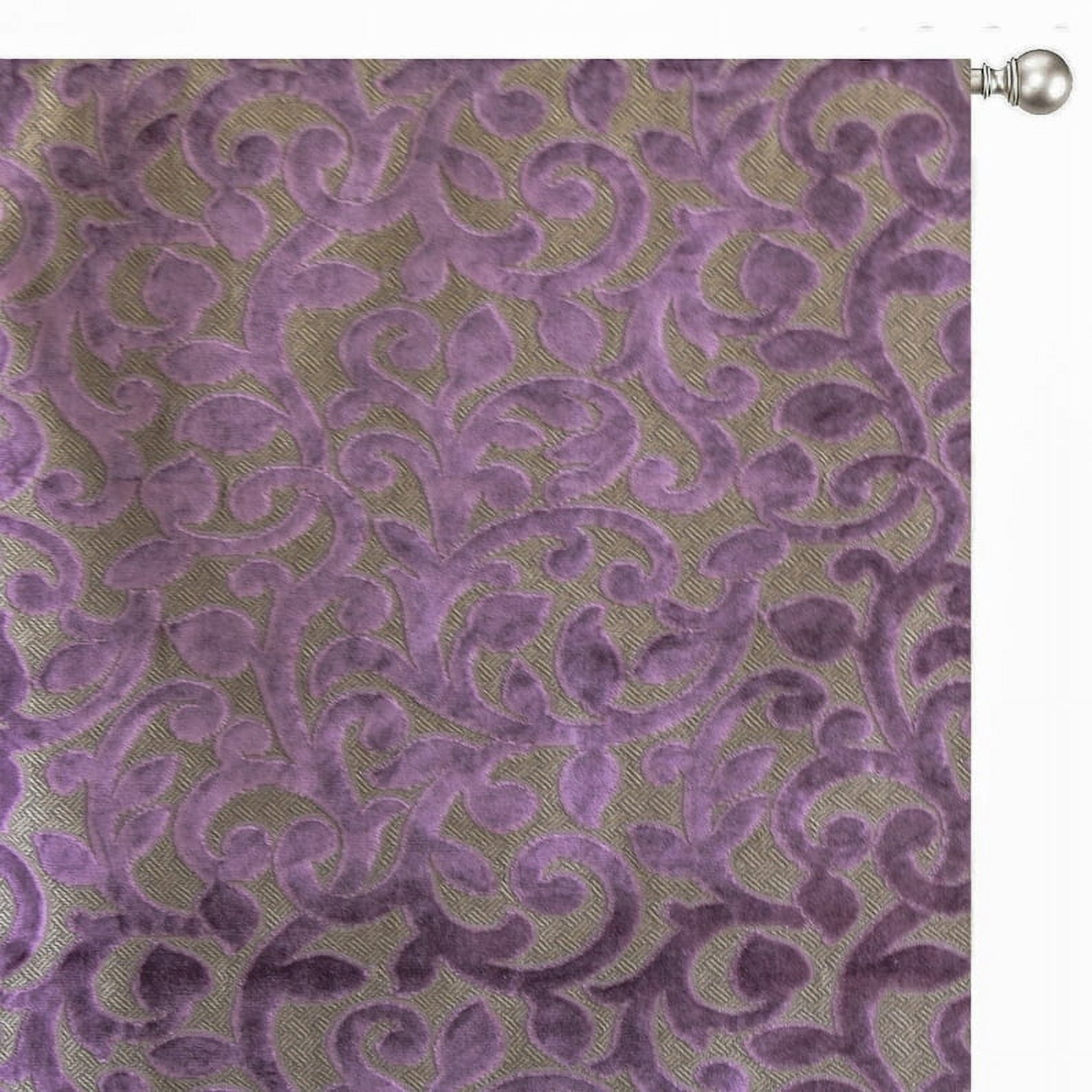 Fabric Mart Direct Purple, Base Color - Beige Fabric by the Yard, 54 inches or 137 cm Width Purple Velvet Fabric, 7 Continuous Yards Jacquard Velvet Fabric, Upholstery Fabric For Curtains, Pillows