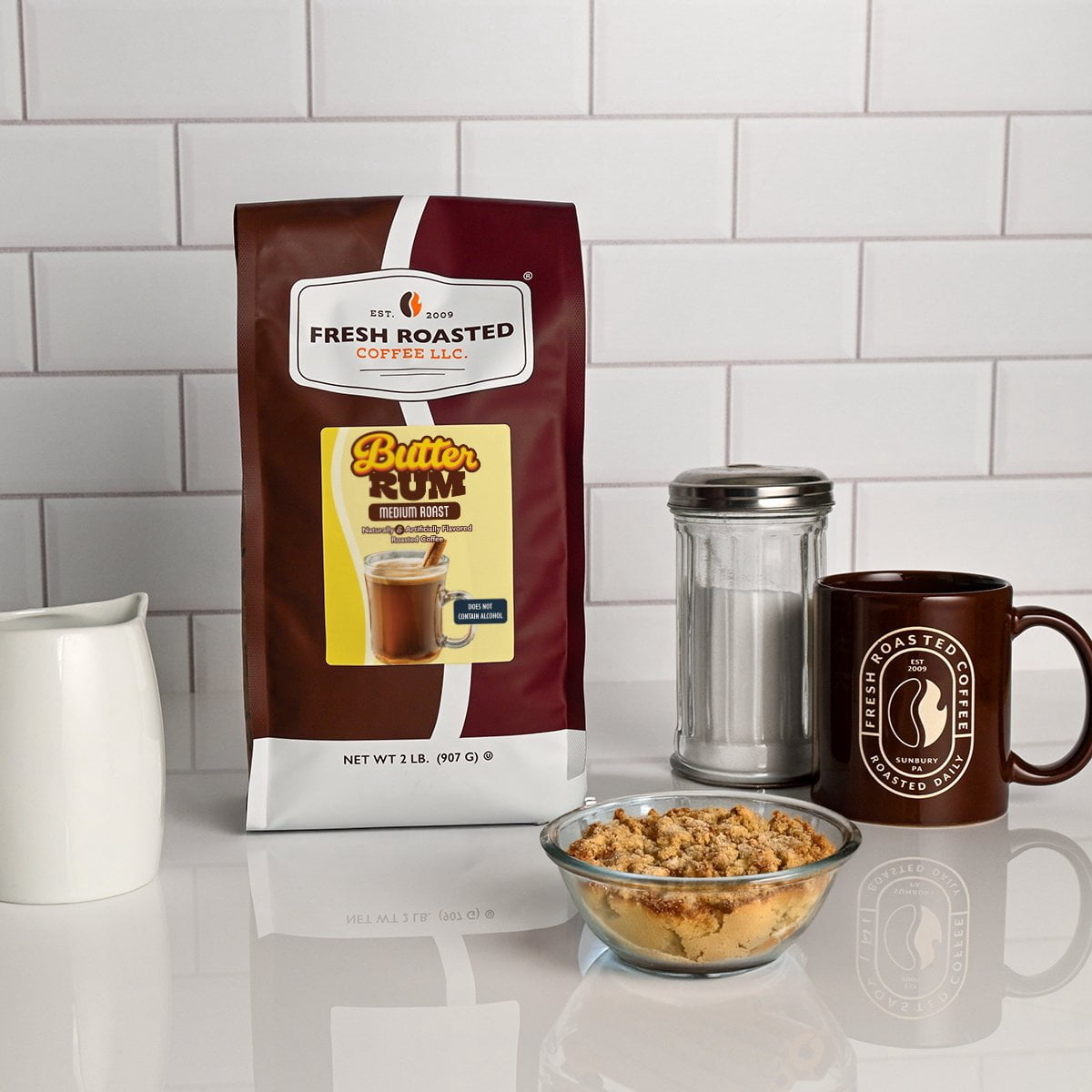 Fresh Roasted Coffee, Butter Rum Flavored Coffee Drip Ground, 32 oz 2 lbs