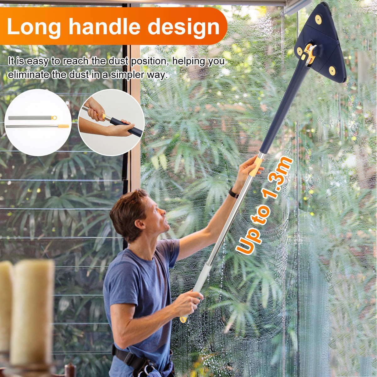 1.3M Window Cleaning Washing Kit Equipment with Pole & Squeegees Large  Cleaner